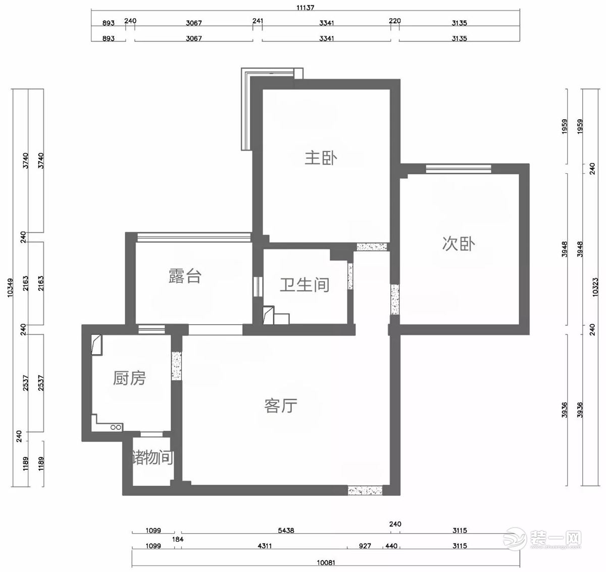 天津郵電公寓92平米兩室一廳一廚一衛原始戶型圖